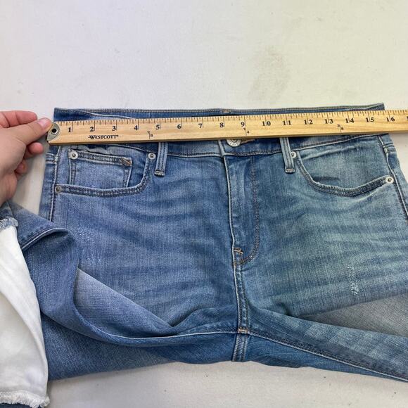 Express ankle super skinny mid rise color block jeans size 8s - Picture 13 of 16